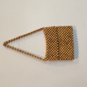 Vintage Wood Beaded Shoulder Bag